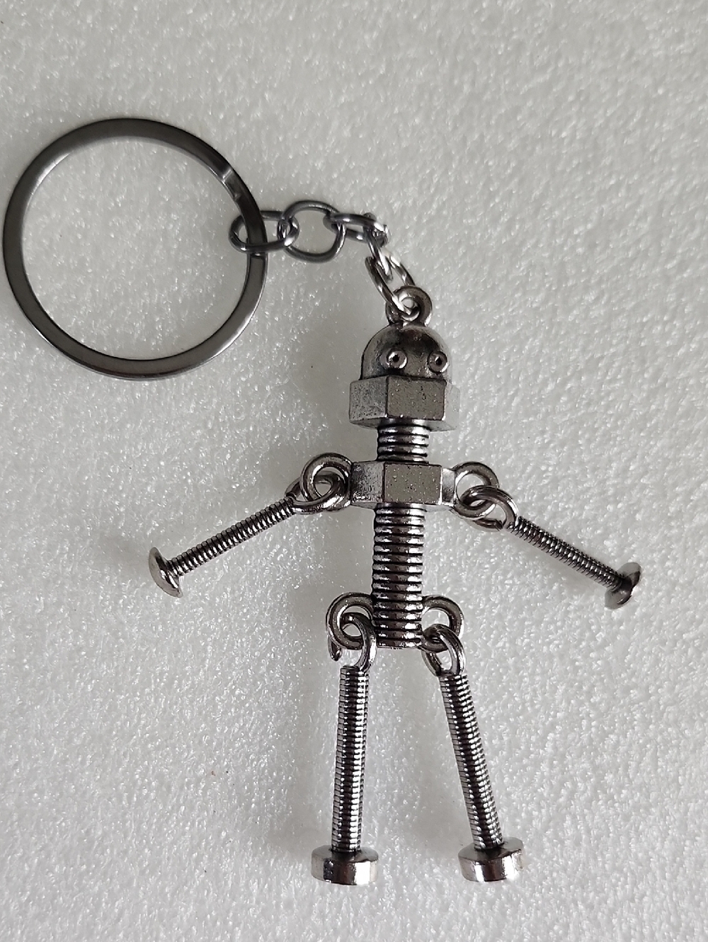 Silver Robot Nut & Bolt Keychain - Women's Accessory